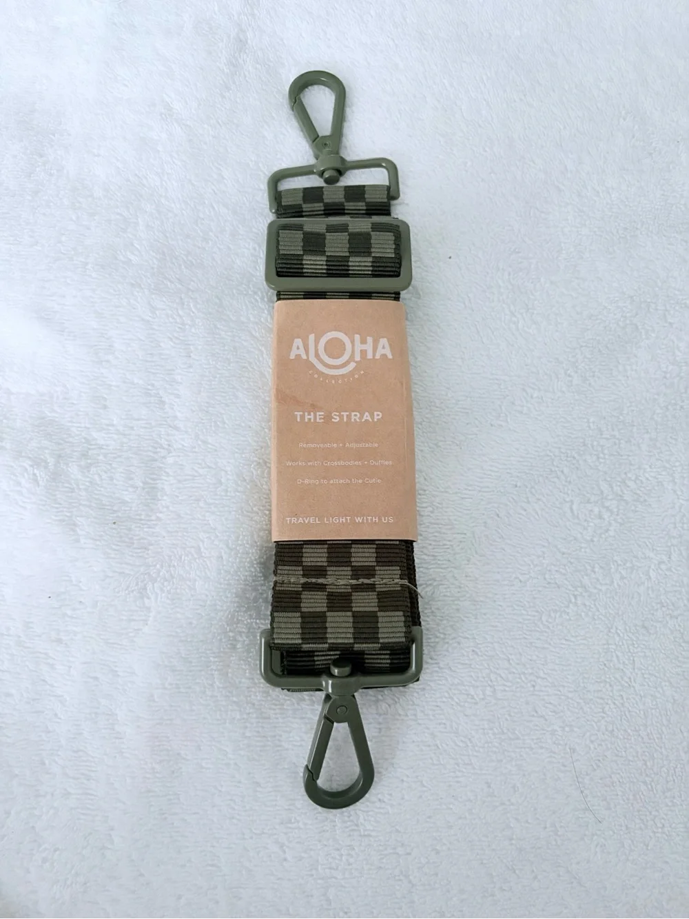 ALOHA Collection Olive Green Checkered Adjustable Strap New Retail $24 - Picture 1 of 3